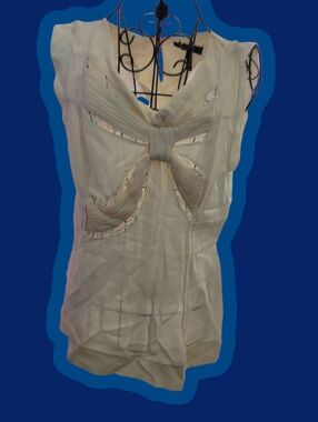 Sleeveless Bow-Front White Women's Top